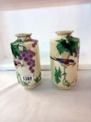 Two Shelley lustre Bird and Grape vases