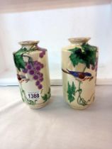 Two Shelley lustre Bird and Grape vases
