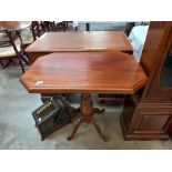 An octagonal mahogany tea table on turned centre column, COLLECT ONLY.