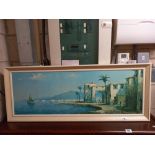 A large vintage oil on board painting of Mallorca by Harry Winkler. COLLECT ONLY.