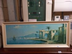 A large vintage oil on board painting of Mallorca by Harry Winkler. COLLECT ONLY.