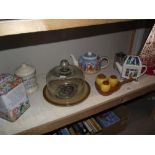 A quantity of kitchenalia etc including vintage cheese dish