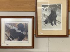 A Pair of John Trickett (b.1952) Pencil signed & numbered limited edition prints of Black Labradors,