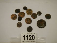 A small collection of Roman coins.