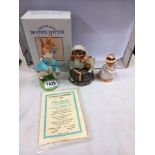 A boxed Limited Edition Peter Rabbit Centenary Bobbin, a Mrs Tiggy-Winkle music box and a Brambly