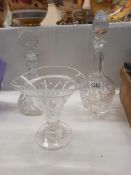 A crystal decanters and a crystal vase