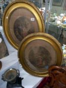 A pair of oval gilt framed and glazed prints entitled The Morning and The Evening