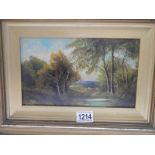 A good gilt framed Victorian oil on board painting, signed but indistinct. COLLECT ONLY.