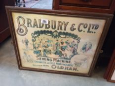 A framed & glazed 'Bradbury & Co Ltd sewing machine' advertising poster (55cm x 46cm) COLLECT ONLY
