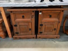 A pair of rustic pine bedside cupboards with drawer COLLECT ONLY