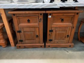 A pair of rustic pine bedside cupboards with drawer COLLECT ONLY