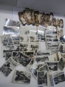 A quantity of oval cigarette cards, black and white photographs etc.,