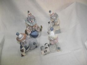 4 Lladro clowns