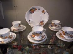 A vintage 19 piece teaset, 6 piece setting, missing 1 cup