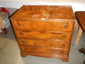A four drawer figured mahogany chest (top needs re-polishing), COLLECT ONLY.