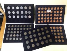 4 trays of old modern copper coinage