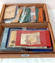 12 proof coin sets & box of paper money bags etc.