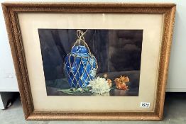 A framed and glazed still life watercolour, 57 x 45 cm, COLLECT ONLY.