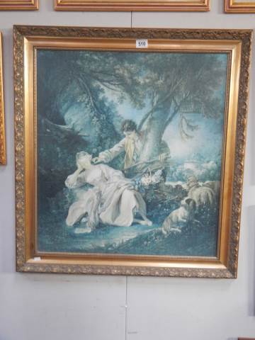 A large gilt famed 20th century print in the style of an old Masters. COLLECT ONLY