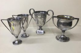 4 silver plate trophies