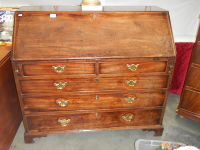 A Victorian mahogany bureau with fitted interior, COLLECT ONLY - Image 3 of 3