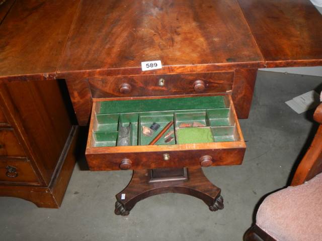 A Victorian mahogany sewing table, COLLECT ONLY. - Image 3 of 3