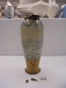 A Doulton Lambeth vase decorated with deer by Hannah Barlow, A/F ( damaged on rim but pieces present