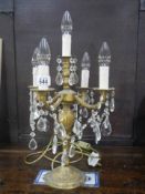 A gilded chandelier style table lamp, COLLECT ONLY.
