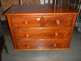 A late Victoria two over two mahogany chest of drawers, COLLECT ONLY.