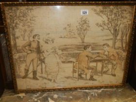 A gilt framed garden scene embroidery, COLLECT ONLY.