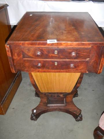 A Victorian mahogany sewing table, COLLECT ONLY.