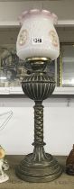 A Victorian brass oil lamp, complete, COLLECT ONLY.