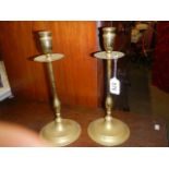 A good pair of Victorian brass candlesticks.