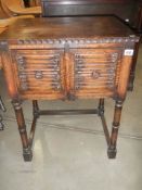 An old oak two drawer hall chest, COLLECT ONLY.