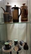 2 shelves of pottery including Cinque ports & Iden pottery etc.