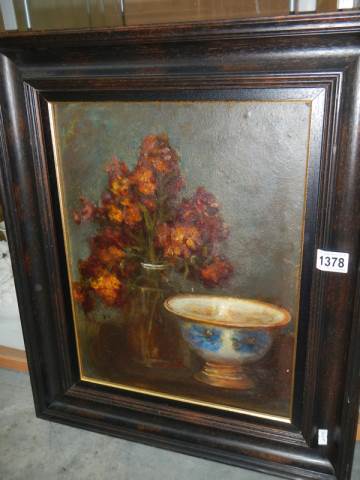 A late Victorian oil on board still life study, COLLECT ONLY.