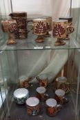 2 shelves of Studio pottery