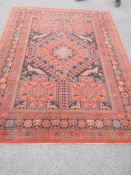 A good red patterned rug, 96 x 67 inches, COLLECT ONLY.