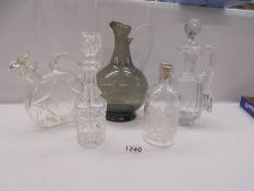 Five pieces of vintage glass including cut glass and engraved glass, COLLECT ONLY.