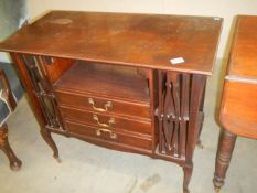 An Edwardian mahogany cabinet with three drawers, COLLECT ONLY.