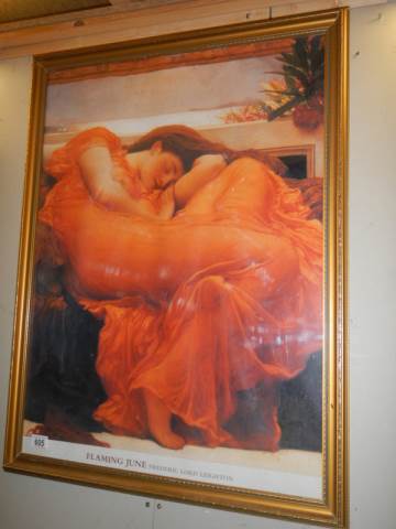 A framed and glazed museum poster entitled 'Flaming June' COLLECT ONLY.