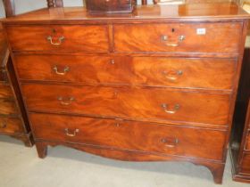 A large Victorian mahogany two over three chest of drawers. COLLECT ONLY.