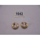 A pair of 9ct gold hoop earrings, 2.9 grams.