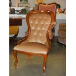 A mahogany framed mid 20th century spoon back ladies chair, COLLECT ONLY.