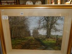 A framed and glazed 20th century landscape watercolour by Lincolnshire artist Peter Robinson,