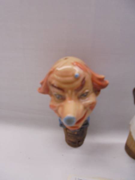 Two vintage novelty porcelain head bottle stoppers. - Image 3 of 3