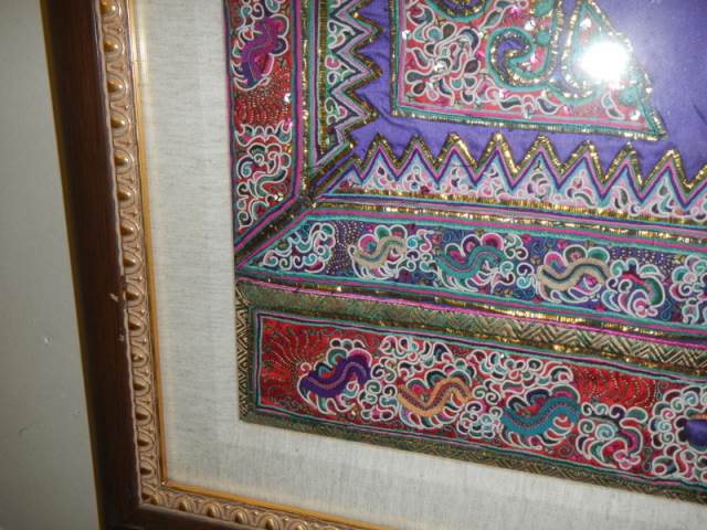 A large framed Indian embroidery, COLLECT ONLY. - Image 2 of 3