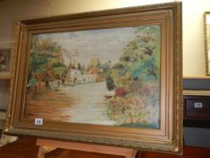 A good oil on canvas river with castle scene signed James A Beck. COLLECT ONLY.