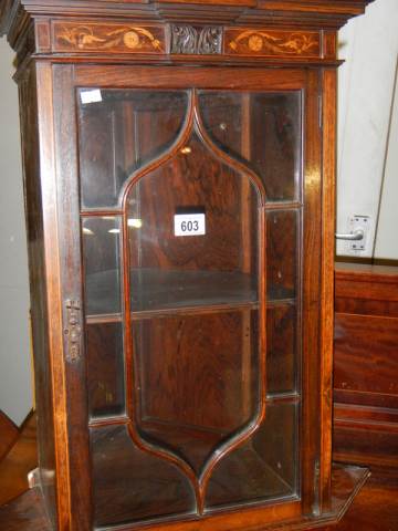 A small Victorian mahogany inlaid corner cupboard, COLLECT ONLY. - Image 3 of 3