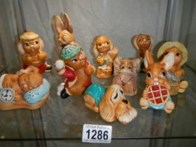 Ten assorted Pendelfin rabbits.